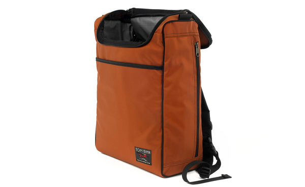 The Cambiata in Burnt Orange Ballistic with Mountain Grey (grey with light grey grid) 210 Cerylon interior.